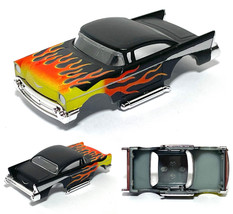 2023 AFX ’tras 1957 Lowered ’57 Chevy Bel Air Black O/Y Flamed HO Slot Car BODY - £14.15 GBP