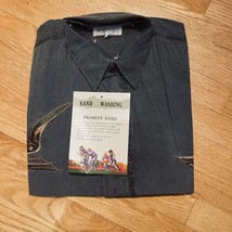 NWT Men&#39;s Montello Sandwashed Gray Button Down Long Sleeve Shirt Sz L - £11.85 GBP