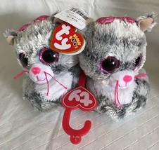 NWT TY Beanie Boo KIKI Gray Kitty Cat Plush Big Head Slipper Small Kids ... - £14.14 GBP