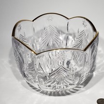 Mikasa Christmas Tree Gold Crystal Bowl 8&quot; Salad Serving Console Discontinued - £13.62 GBP