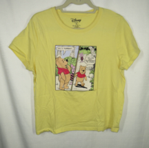 Disney Women&#39;s Size M Winnie The Pooh &amp; Piglet Yellow Cotton Tee - £7.85 GBP