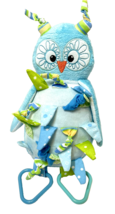 Rare Stephan Baby Plush Blue White Owl Lovey Baby Toy Rattle Tags 11 in - $28.44