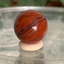 Red Jasper Stone Sphere With Stand Miniature Carved Polished Crystal Ball 3/4&quot; - £7.64 GBP