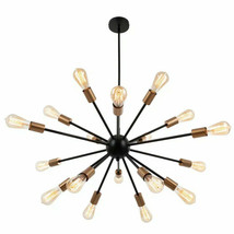 Merra Retro Modern Starburst 18-Light Black Sputnik Chandelier Ceiling Light - £67.08 GBP