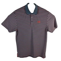 Under Armour Golf Polo Shirt Mens Medium Gray Red Striped Heatgear Loose - $25.00