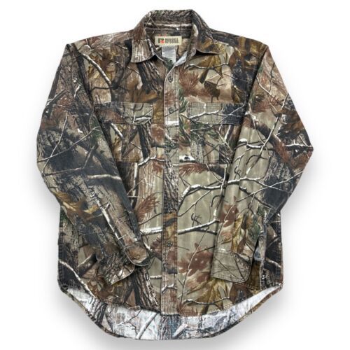 Russell Outdoors Realtree Hunting Camo Button Up Long Sleeve Shirt Mens M - $24.74