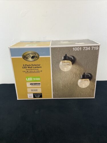 Primary image for Hampton Bay Sandy Black Outdoor LED Wall Mount Lantern 2 Lights - NEW IN BOX