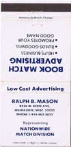 Matchbook Cover Ralph B Mason Milwaukee Wisconsin Book Matches - £2.14 GBP