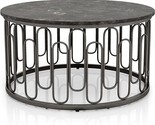 Furniture of America Davis Modern Round Coffee Table with Marble Top &amp; S... - $389.99
