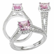 2.50ct Light Pink Lab-Created Sapphire  14K White Gold Engagement Ring Size 7 - $257.74