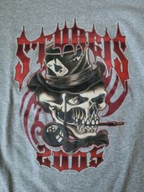 2005 STURGIS Biker Skull T Shirt Men&#39;s Medium Harley 8 Ball Skelton Grey... - £14.46 GBP