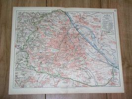 1905 Antique City Map Of Vienna Wien Vicinity Austria With Place Names Index - £21.89 GBP