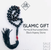 Black Aqeeq Stone Tasbih, Prayer 100x beads, Tasbih, Misbaha, Tasbeeh - $107.28