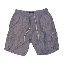 Vilebrequin Blue White Striped Linen Cargo Flat Front Pocket Shorts Mens Large - £39.95 GBP