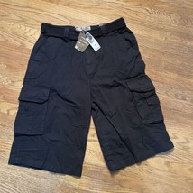 Belted Black Cargo Shorts Wide Leg Sz 36 NWT PJ Mark Vintage Y2K - £14.13 GBP