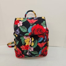 Vera Bradley Drawstring Backpack Havana  Rose Magnetic Closure Zip Pocke... - £15.12 GBP