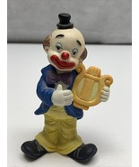 Vintage Brinns Ceramic Circus Clown Figurine Harp Musician Knick Knack KG - $9.89