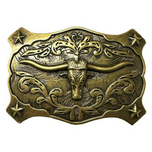 New Golden Design Bull Horn Belt Buckle - $270.05 MXN