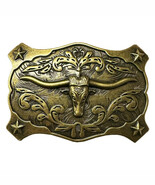 New Golden Design Bull Horn Belt Buckle - $270.05 MXN