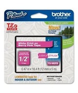 Genuine Brother TZe-MQP35 White on Berry Pink Tape 1/2: 12mm NEW OEM SEALED - $203.15 MXN
