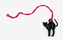 Older Fun Halloween Scary Black Cat Charm Hard Plastic 1 1/4 x 1 inch - $12.38
