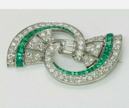 2.00 Ct Cubic zirconia Diamond  Antique Pin Brooch 14K White Gold Plated - £109.13 GBP
