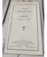 Universal Week of Prayer for the Churches January 1941 Dept of Evangelis... - $13.13