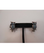 Vintage Pair of Owls on Branch Pin Brooch Small Faux Turquoise Jewelry 1&quot; - $181.20 MXN