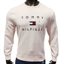 NWT TOMMY HILFIGER MSRP $99.99 MEN&#39;S PINK EMBROIDERED LONG SLEEVE SWEATS... - £35.54 GBP