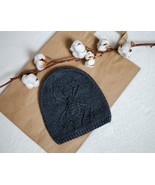 Boy&#39;s spider beanie Gray spider merino wool slouchy hat Men&#39;s hand knitt... - $40.00+