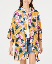 SAY WHAT Juniors&#39; Floral-Printed Tie-Front Kimono Top, Gold Floral - Large - £8.88 GBP