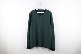 Untuckit Mens Large Blank Thermal Waffle Knit Long Sleeve Henley T-Shirt Green - £31.11 GBP