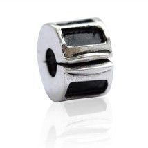 Clip Black Stripes European Bead Pandora Style Chamilia Troll Biagi - £3.86 GBP