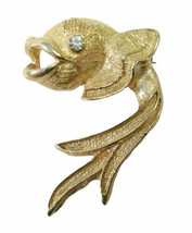 Vintage Brooch Signed Gerry&#39;s Gold Tone Koi Fish Pin Big Mouth  - £7.99 GBP