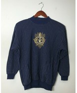 Kathleen Usherwood Neiman Marcus Blue With Gold Stripes Women&#39;s Sweater ... - £27.55 GBP