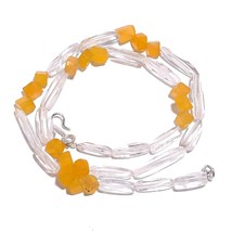 Natural Yellow Aventurine Crystal Gemstone Mix Shape Beads Necklace 17&quot; UB-5348 - £7.82 GBP