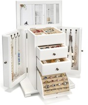 Women&#39;S Emfogo Jewelry Box, Weathered White, 4 Layer Wooden, And Bracelets. - $71.92