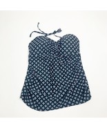 Merona Womens Tankini Top Blue Floral Size M Padded Backless Swimwear Top - $144.91 MXN