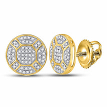 10kt Yellow Gold Mens Round Diamond Circle Cluster Earrings 1/3 Cttw - £361.92 GBP