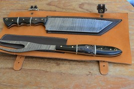 damascus hand forged knife and fork BBQ hunting set From The Eagle Collection PQ - £54.43 GBP