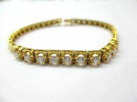 3.50Ct VVS1/D Round Diamond Tennis Bracelet 14k Yellow Gold Over 7 inch - £133.92 GBP