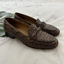 Talbots Womens Vintage 90s Woven Leather Loafer Flats Size 8 Dark Brown ... - £28.88 GBP