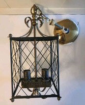 Vintage 1950s Hanging light fixture mid century Gothic French Style Blac... - $28.84