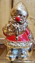 Leonard Silver Plated Zinc &amp; Red Santa Claus and Toy Bag Coin Bank Japan... - $39.59