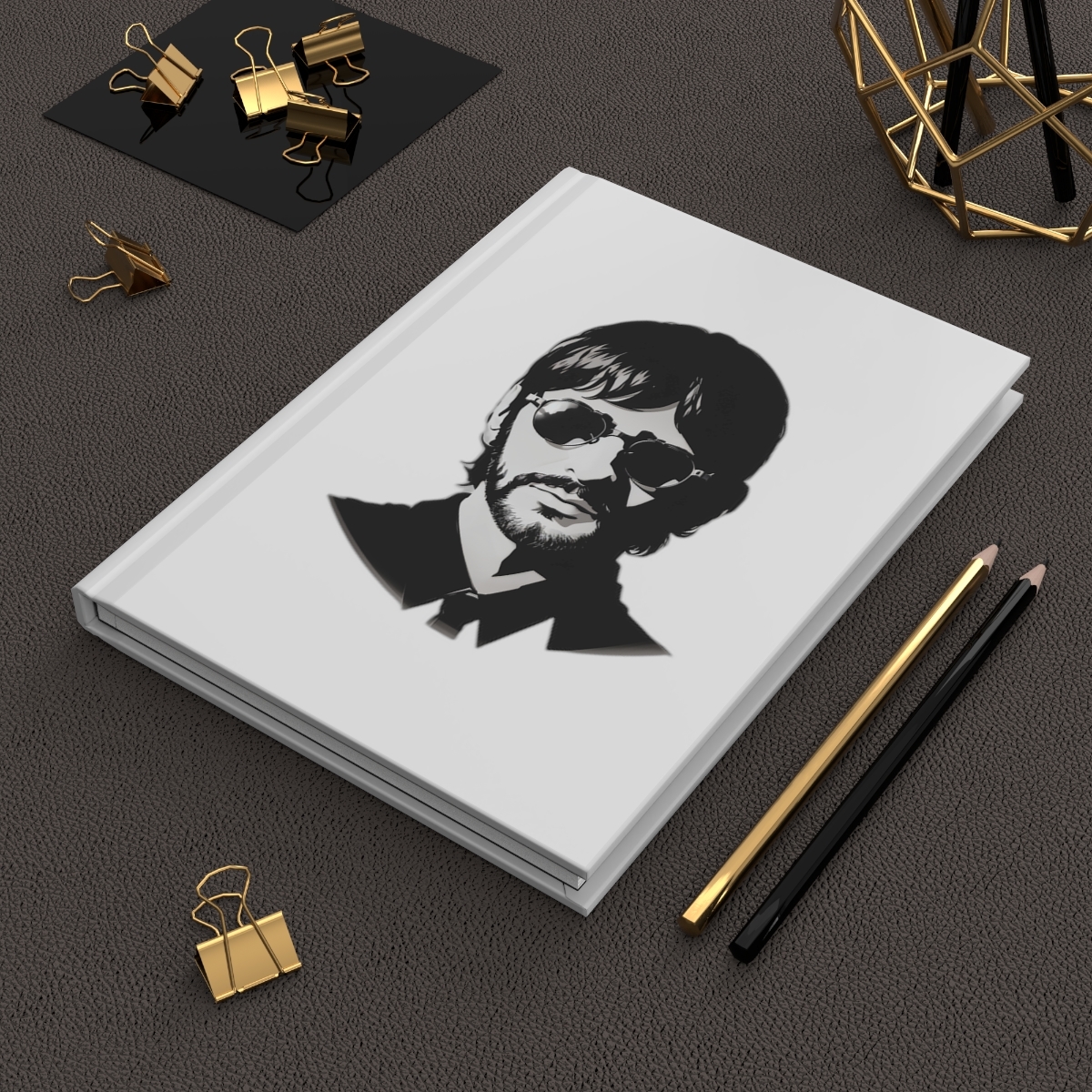 Black and White Ringo Starr Illustration Notebook: Matte Hardcover, 150 Lined Pa - $16.48