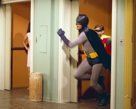 Batman Adam West in action running Burt Ward behind him 16x20 Poster - £15.62 GBP