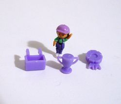 Polly Pocket Bluebird Figure Purple Trophy Ribbon Horse Trough and Rider Vintage - $14.95