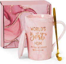 Funny Coffee Mug Gifts for Mom Women Best Mom Ever Gifts, 14 Oz Pink Cer... - £14.18 GBP