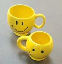 Happy Smile  Smiley  Face  Yellow Coffee Cup Mug x 2 - £18.97 GBP