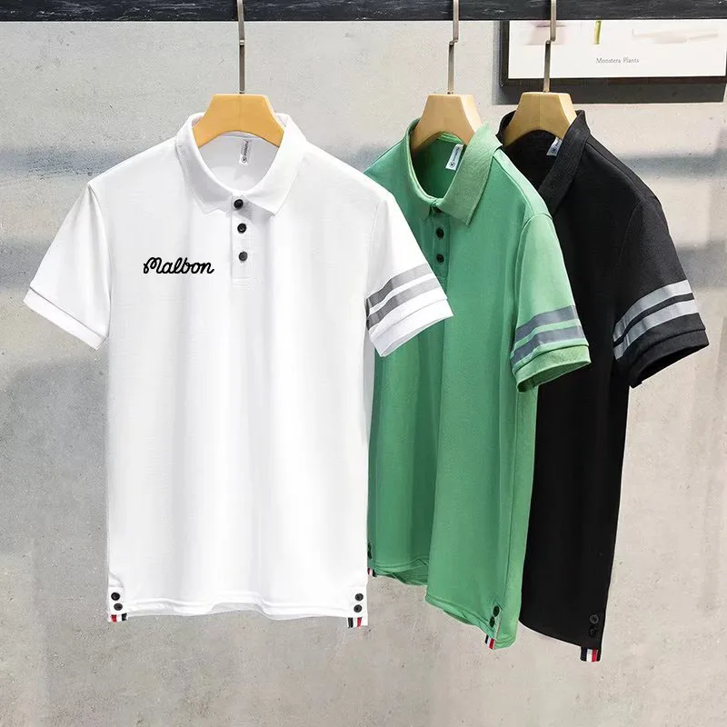 Sporting Malbon Golf Polos Male Tops 2022 Summer New-Design Mens T Shirts Fashio - £48.64 GBP